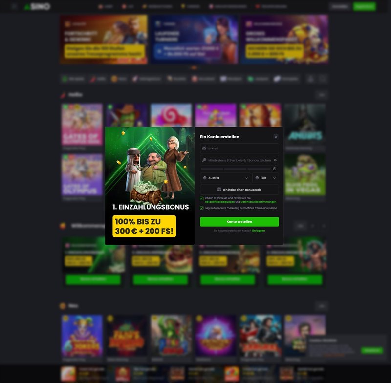 Asino Casino Erfahrungen: Einzahlungsfreier Bonus für Österreichische Spieler in Austria